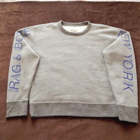NWT Rag & Bone New York Fleece Two-tone Sweatshirt Heather Grey Crew Neck Top - Picture 2 of 7